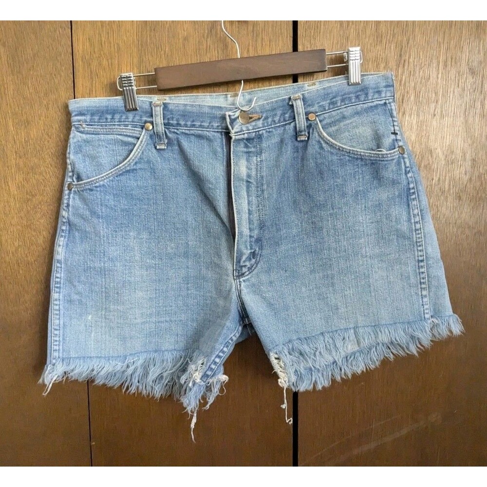 Vtg 70s Cutoffs Maverick Blue Bell Denim Shorts 34 High Rise Western Frayed USA